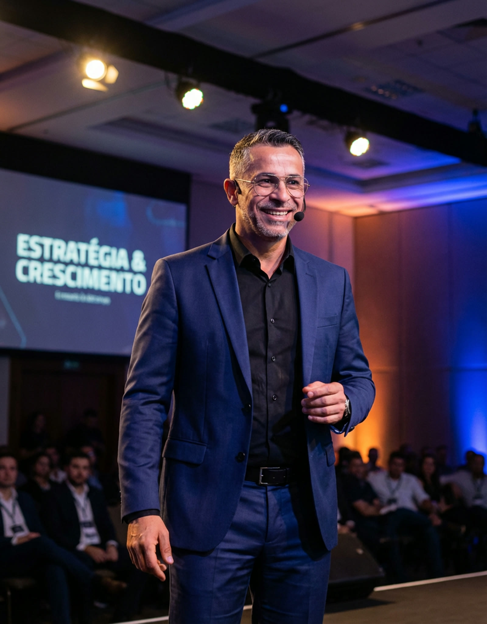 Itallo Pontes falando para uma plateia de donos de empresa.